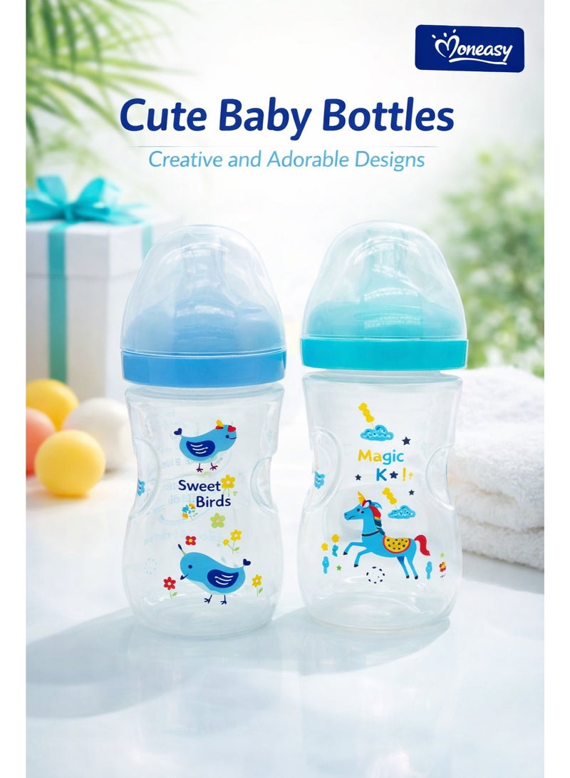 Momeasy عبوتان من زجاجات إرضاع الأطفال سعة 240 مل، صمام مضاد للمغص، حلمة سيليكون ناعمة تشبه حلمة الثدي، خالية من مادة BPA، مانعة للتسرب، عنق واسع، سهلة التنظيف، طقم زجاجات حليب للأطفال حديثي الولادة/الرضع - Image 4